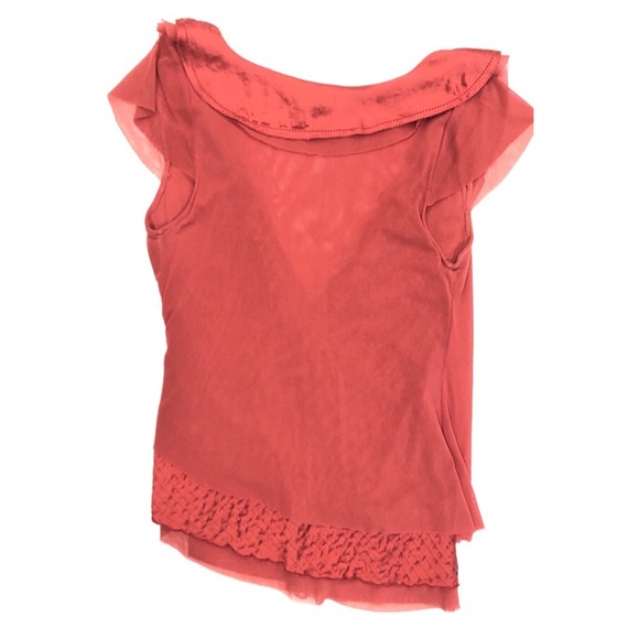 Anthropologie Maeve Silk Trim Mesh Faux Wrap Top - Picture 2 of 4